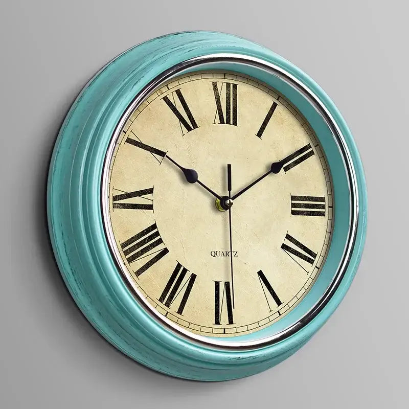 ANTYCZNY ZEGAR SCIENNY | SRODA WIELKOPOLSKA - Niebieski – cyfry rzymskie