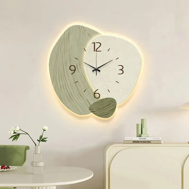 ZEGAR ŚCIENNY 3D LED | NOWA SÓL - Zielony pastelowy / 40x40cm