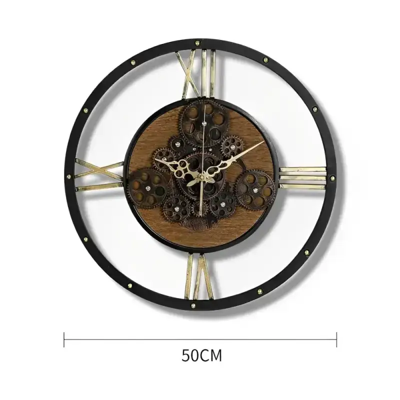 ZEGAR SCIENNY DREWNO METAL | GNIEZNO - Czarny